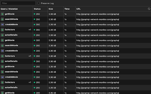 GraphQL Network Inspector screenshot