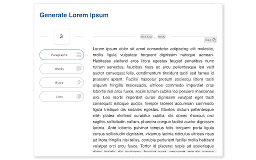 Lorem Ipsum Generator screenshot