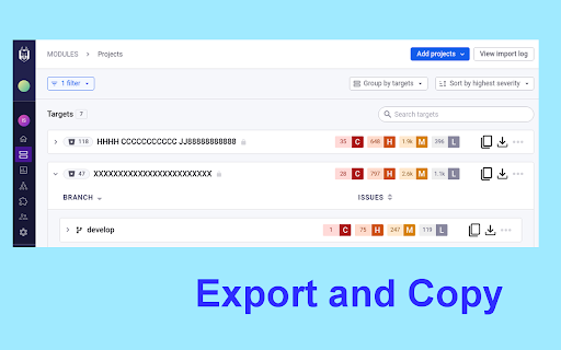 SNYK Export screenshot
