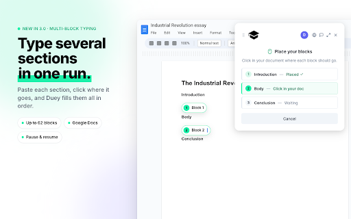 Auto Typer & Typing Simulator for Google Docs, Slides & Word — Duey.ai screenshot