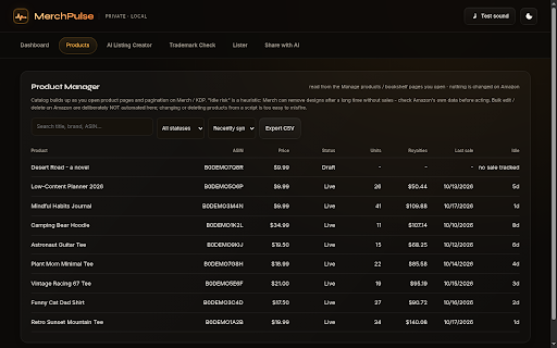 MerchPulse: Merch by Amazon & KDP Sales Tracker screenshot