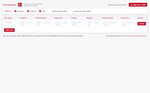 EnvSwitcher screenshot