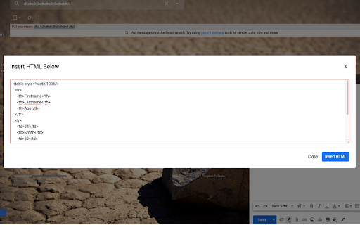 Insert and Send HTML with Gmail screenshot