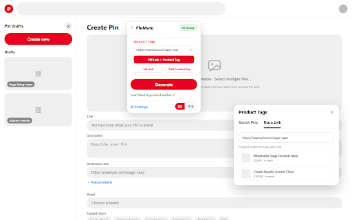 PinMate - Pinterest Content Generator screenshot