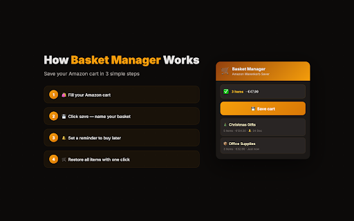 Basket Manager – Cart Saver & Reminder screenshot