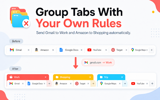 Delete Tab Groups: Close, Ungroup, Archive, Sort, Dedupe & Group by Domain screenshot