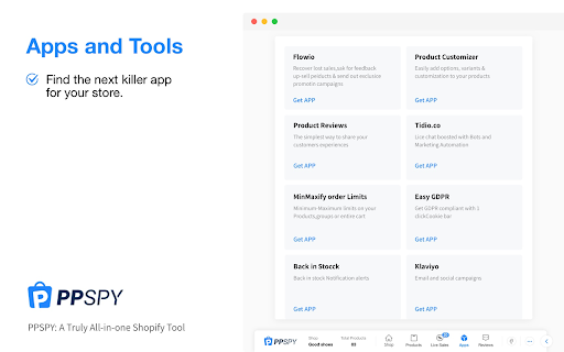 PPSPY-#1 Shopify analytics & dropship tool screenshot