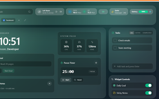 Pro Dashboard New Tab screenshot