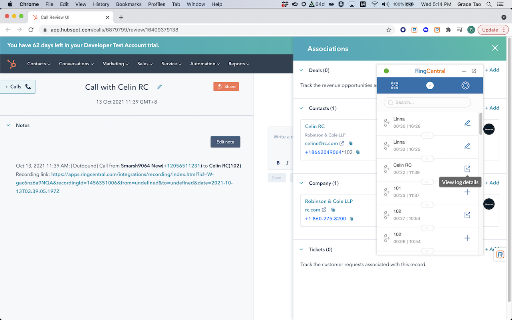 RingCentral for HubSpot screenshot