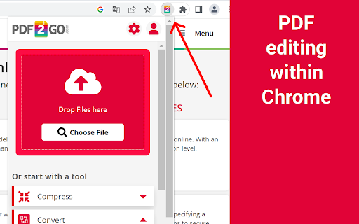Online PDF Editor (pdf2go.com) screenshot