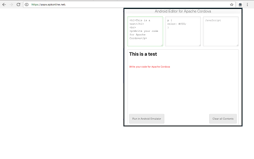 Android developer Cordova online screenshot