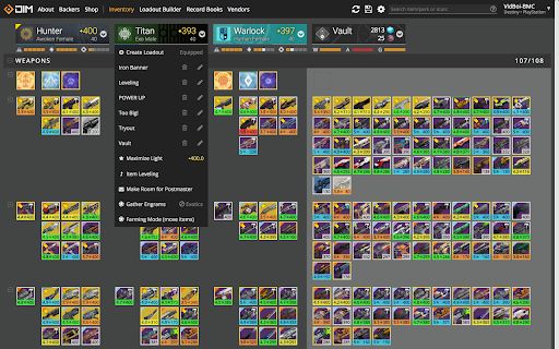 Destiny Item Manager Shortcut screenshot
