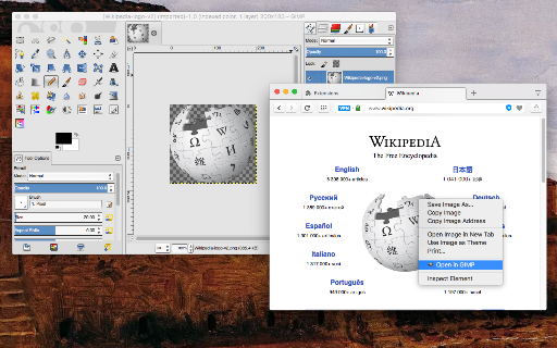 Open in GIMP™ photo editor screenshot
