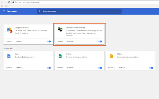 Lansweeper Chromium extension screenshot