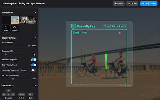 Meta Ray-Ban Display Web App Simulator screenshot