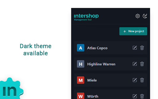 Intershop Management Tool screenshot
