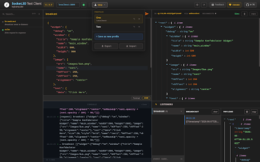 Socket.IO Test Client screenshot