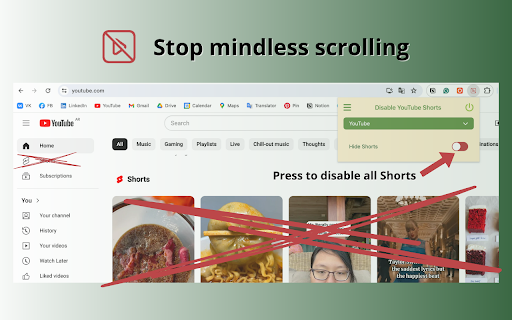 Disable YouTube Shorts screenshot