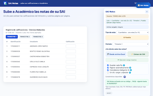 SAI Notas: sube tus calificaciones a Académico screenshot