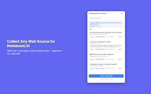 NotebookLM Source Collector screenshot