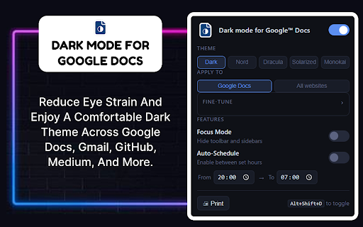Dark mode for Google™ Docs screenshot