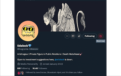 1-click blocker for Twitter screenshot