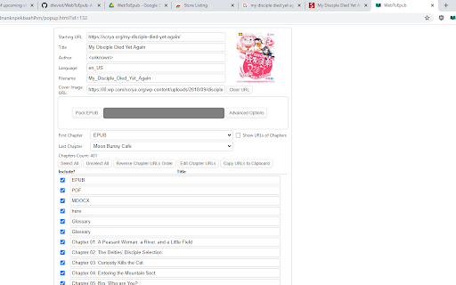 WebToEpub screenshot
