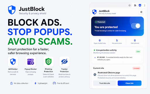 JustBlock Security – Ad Blocker, Malware & Phishing Protection screenshot