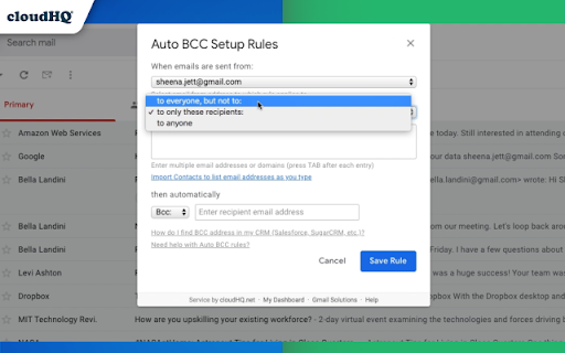 Auto BCC for Gmail™ by cloudHQ screenshot