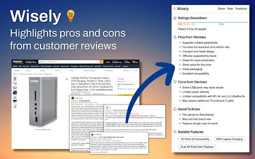 Wisely: AI Summary for Amazon Reviews screenshot