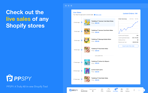 PPSPY-#1 Shopify analytics & dropship tool screenshot