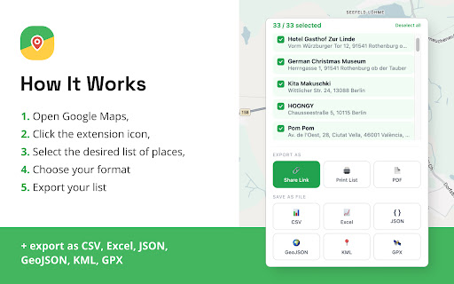ExportMyMap — Export Google Maps Saved Places screenshot