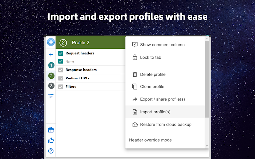 ModHeader - Modify HTTP headers screenshot