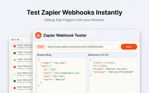 Zapier Webhook Tester - Debug & Test Zap Automation Triggers screenshot