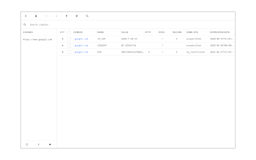 Cookie Editor screenshot