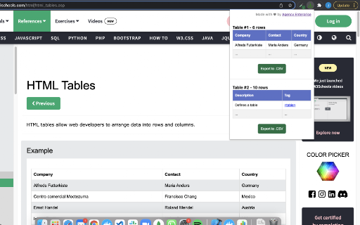 Table Extractor - Download any Table as a CSV screenshot