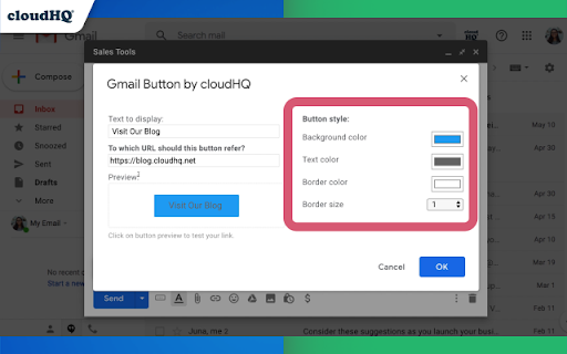 Gmail Button by cloudHQ screenshot