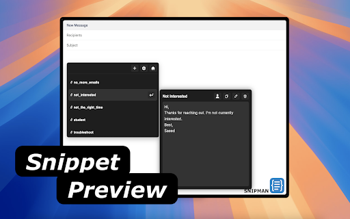 Snipman: Dynamic Snippet Manager screenshot