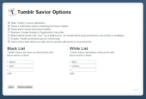 Tumblr Savior screenshot