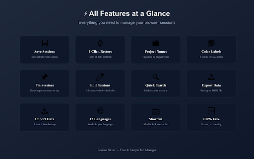 Session Saver — Free & Simple Tab Manager screenshot
