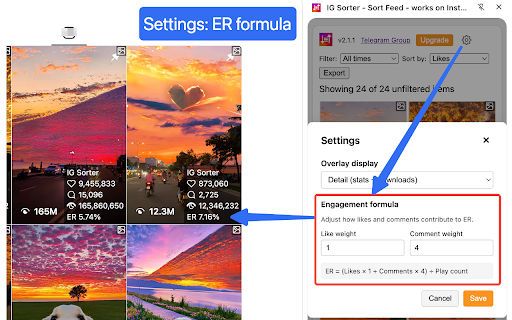 IG Sorter - Sort Feed - works on Instagram™ screenshot