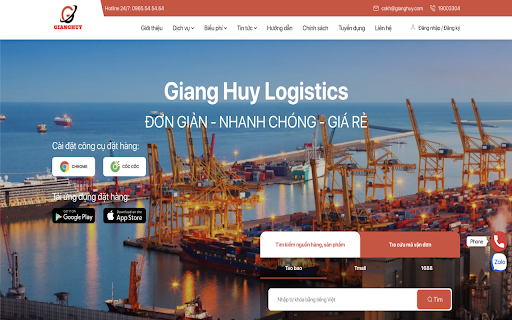 CÔNG CỤ ĐẶT HÀNG GIANG HUY LOGISTICS screenshot