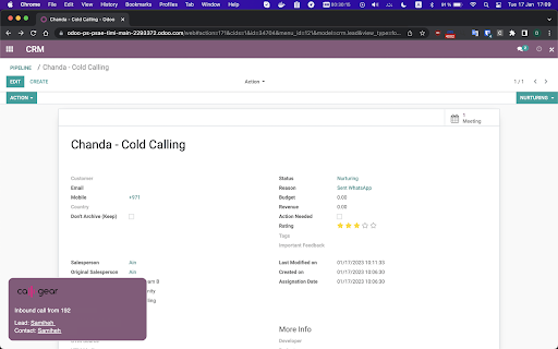CallGear Odoo integration screenshot
