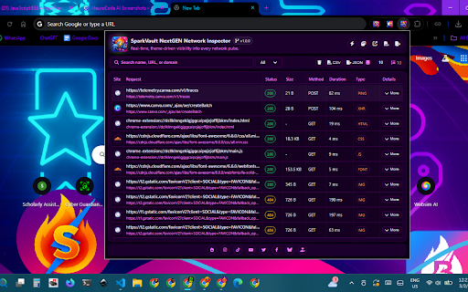 SparkVault NextGEN Network Inspector screenshot