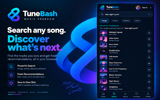 Free Music Player & Song Search – TuneBash screenshot