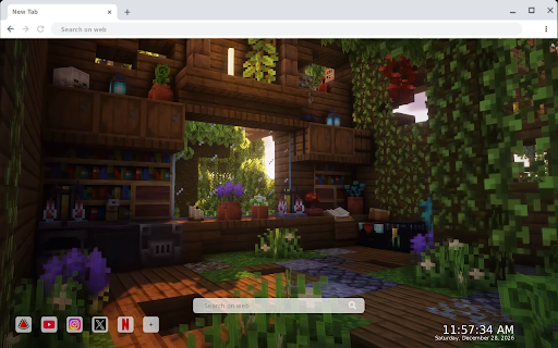 Minecraft Overgrown Cabin Live Wallpaper screenshot