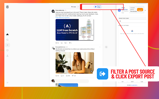 Posts Scraper: Export posts from X, FB, Threads, Bluesky screenshot