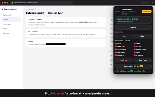 RedactLive — Privacy Mask for Screen Sharing screenshot