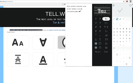 TELL.WTF - text symbols & fancy fonts screenshot