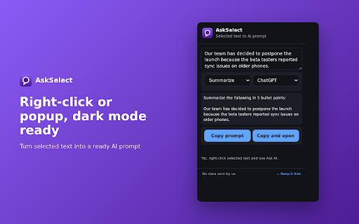 AskSelect: Selected Text to AI Prompt screenshot